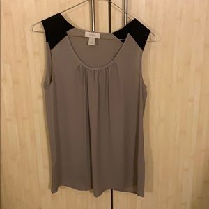 Loft Tan/Black Sleeveless Blouse